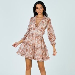 Princess Polly Pink Paisley Ruffled Tiered Mini Dress